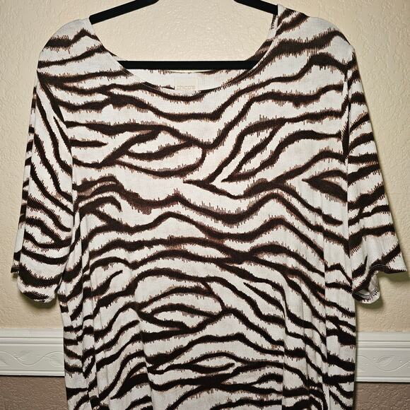 Chicos Large Womens Zebra Bohemian Tie Side Top Boho Chic Animal Print Size 3 - Picture 6 of 11